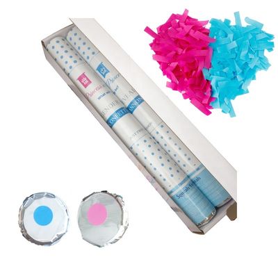 Le genre indiquent le canon bleu de confettis de poudre de Holi de ventilateur de couleur de rose de partie